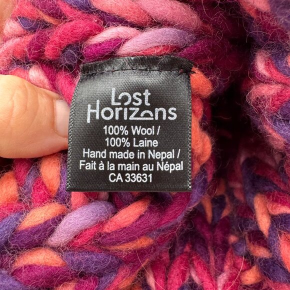 Lost Horizons Multicolored 100% Wool Hat Beanie One Size Handknit purple pink ch - Picture 8 of 13